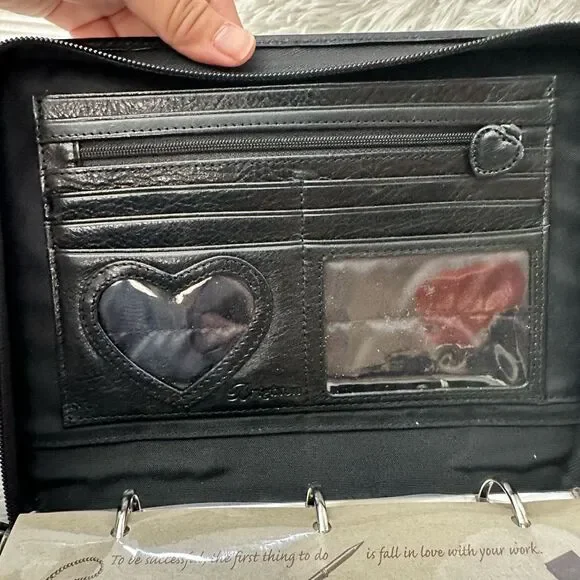 Brighton Black Leather Binder with Croc Emboss and Silver Decorative Clasp - Picture 6 of 13